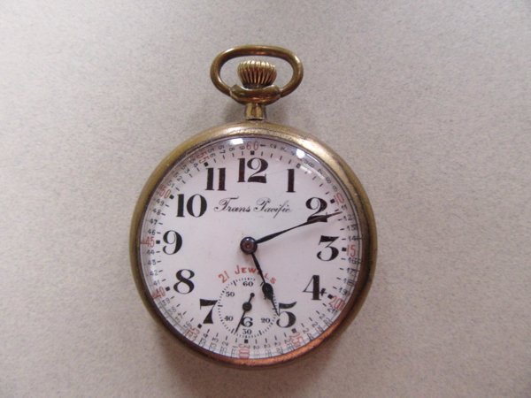 1940's Trans Pacific Pocket Watch 21 Jewels Runs Sometimes