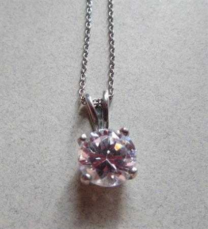 Sterling Silver CZ Solitaire Necklace Safe Travel Jewelry