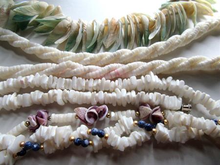 Vintage Shell and Coral Chip Necklaces Pucca Take Apart or Wear Tiki Luau Beach Cruise Jewelry