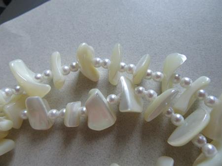 Vintage Chunky Mother of Pearl Long Necklace 