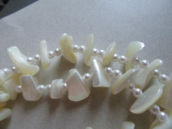 Vintage Chunky Mother of Pearl Long Necklace 