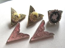 Vintage Collar Tip s Lot And Scarf Ring Western Cowboy Cowgirl