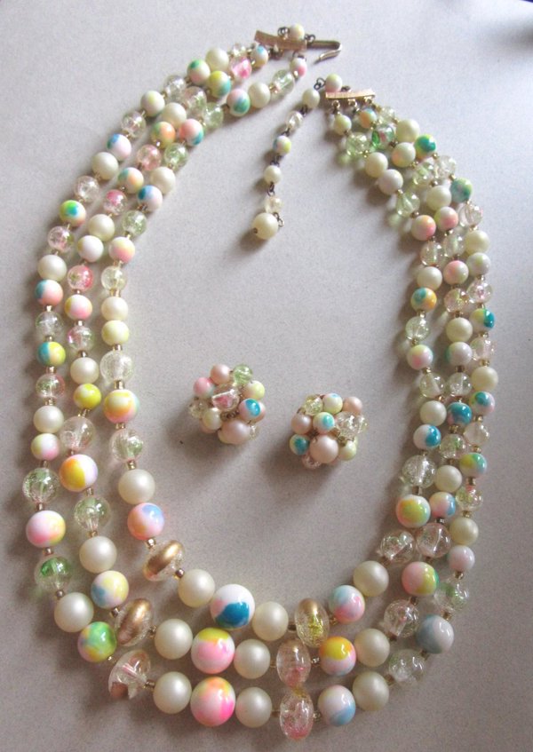 1950's Tutti Frutti Necklace Set Japan Vintage Jewelry