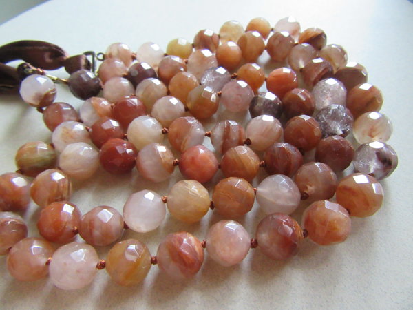 Genuine Agate Stone Double Strand Necklace 