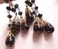 Vintage Art Glass and Black Rhinestone Clip Earrings