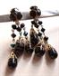 Vintage Art Glass and Black Rhinestone Clip Earrings