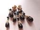 Vintage Art Glass and Black Rhinestone Clip Earrings