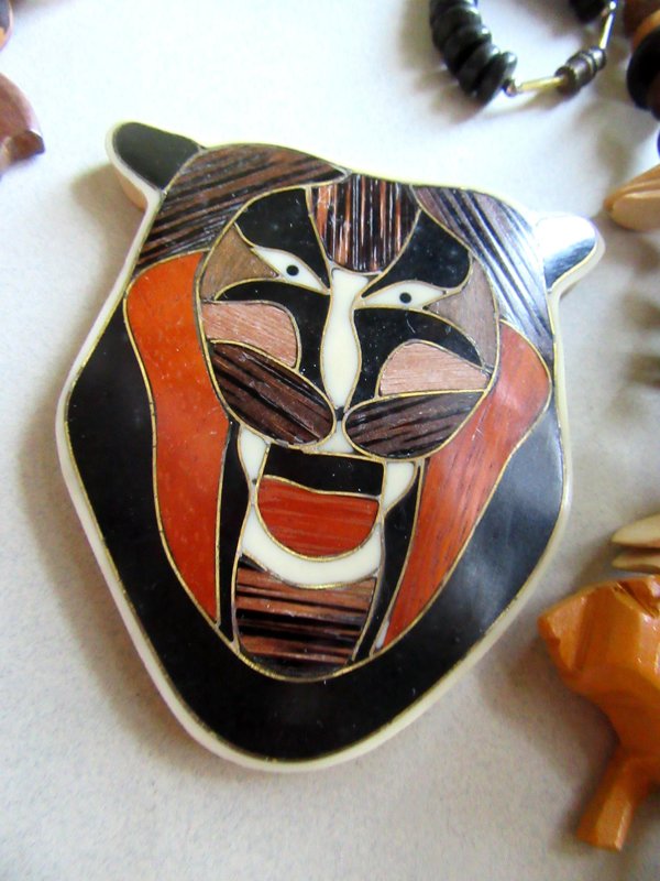 1980's Tribal Wood Necklace  Plus Inlay Pendant 