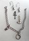 Sterling Silver Jewelry Lot anchor Pendant Charm Bracelet Lizard Earrings Ankh 9.1 Grams