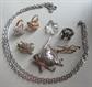 Vintage Jewelry Lot Angel Fish Pin Sarah Coventry Chain Rhinestone Bug Pin Rings Crystal Snowflake