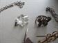 Vintage Jewelry Lot Angel Fish Pin Sarah Coventry Chain Rhinestone Bug Pin Rings Crystal Snowflake