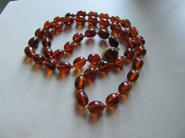 Vintage Lucite Necklace Tortoise 30" Long