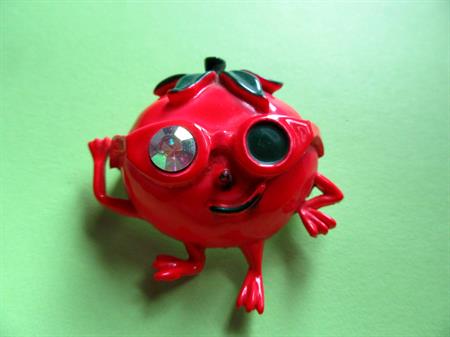 Anthropomorphic Tomato Pin With Sunglasses Vintage Jewelry Figural Pin #1