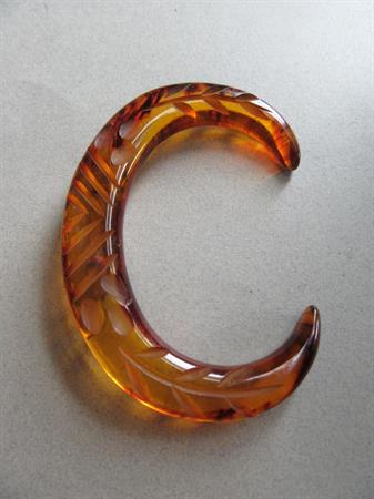 Vintage Large Carved Bakelite Crescent Moon Pin or Letter 