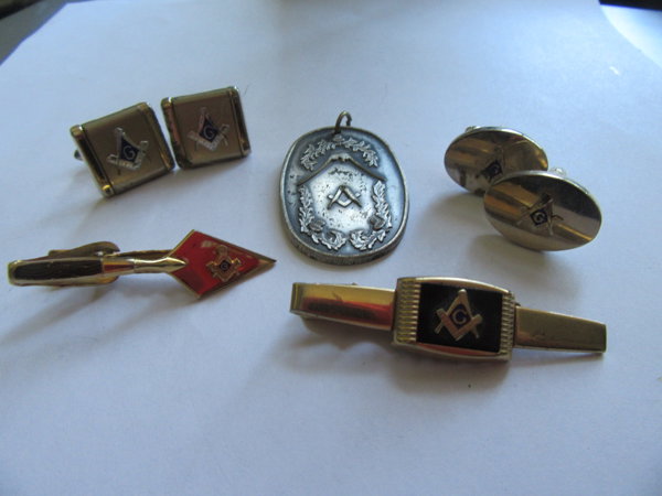 Vintage Masons Jewelry Lot Yokohama Japan Tie Clips