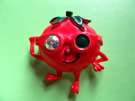 Anthropomorphic Tomato Pin With Sunglasses Vintage Jewelry Figural Pin #3