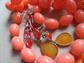 Vintage Jewelry Lot Orange Necklaces Moonglow Bangle Bracelet Pierced Earrings Pin 