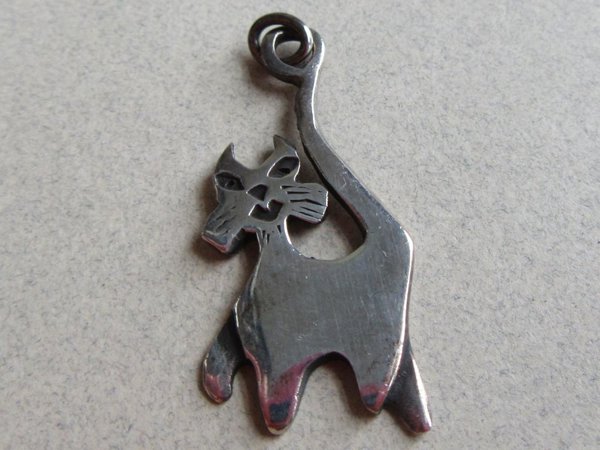 Vintage Sterling Silver Cat Pendant Fine Jewelry