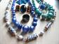 Vintage Jewelry Lot Blue Necklaces Lucite Jeanne Rhinestone Pin 