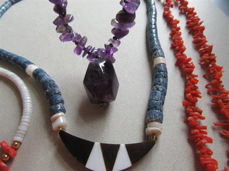 Vintage Coral Pucca Shell Amethyst Necklaces