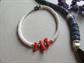 Vintage Blue and Orange Coral Necklaces Pucca Shell Bracelet Beach Jewelry Tropical