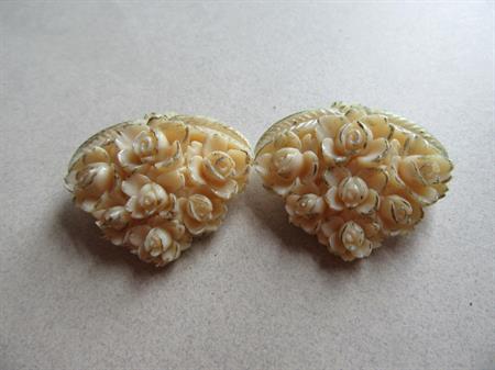 Vintage Roses Celluloid Dress Clip Pair