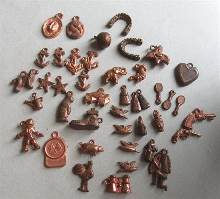 Vintage Cracker Jack ? Copper Charm Lot1 930's -50's Gum Ball Charms Sylvester Collectibles