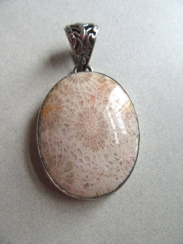 Fossil Coral Pendant Marked 925 But May Be Plate
