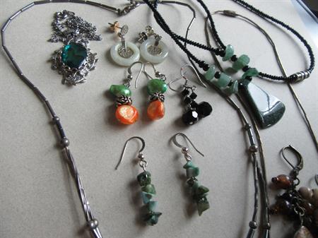 Vintage 1970's Jewelry  Lot Abalone Liquid Silver Gemstones