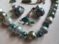 Vintage Green Jewelry Lot Pins Earrings Necklace Palm Tree Pin Frog JJ Turtle