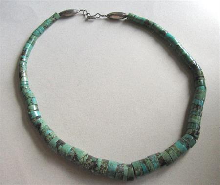 Genuine Turquoise Necklace Sterling Silver Clasp? Stone Beads 