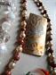 Vintage Jewelry Lot Glass Beads Western Germany Goldstone Necklace Lucite and Rhinestone Pin