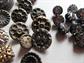 Antique Metal Button Collection Florals Rhinestone Asian Motif And Some Tinies Sewing Collectibles