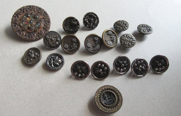 Antique Buttons Lot Castle Cut Steel Fleur De Lis