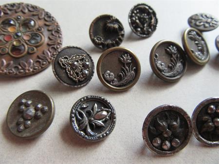 Antique Buttons Lot Castle Cut Steel Fleur De Lis