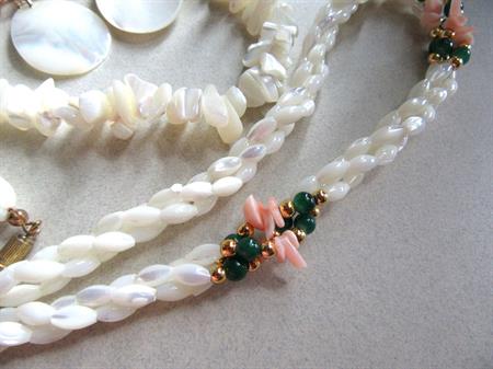 Vintage Mother Of Pearl Lot Shell Necklaces