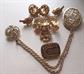 vintage Pin and Rhinestone EarringsLot Chatelain Damascene Myan Style Brooch