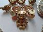 vintage Pin and Rhinestone EarringsLot Chatelain Damascene Myan Style Brooch