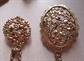 vintage Pin and Rhinestone EarringsLot Chatelain Damascene Myan Style Brooch