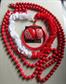 Vintage Red and White Jewelry Lot Cool Plastic Ruffle Necklace Never Worn Earrings Lucite Bangle Bracelet