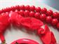 Vintage Red and White Jewelry Lot Cool Plastic Ruffle Necklace Never Worn Earrings Lucite Bangle Bracelet