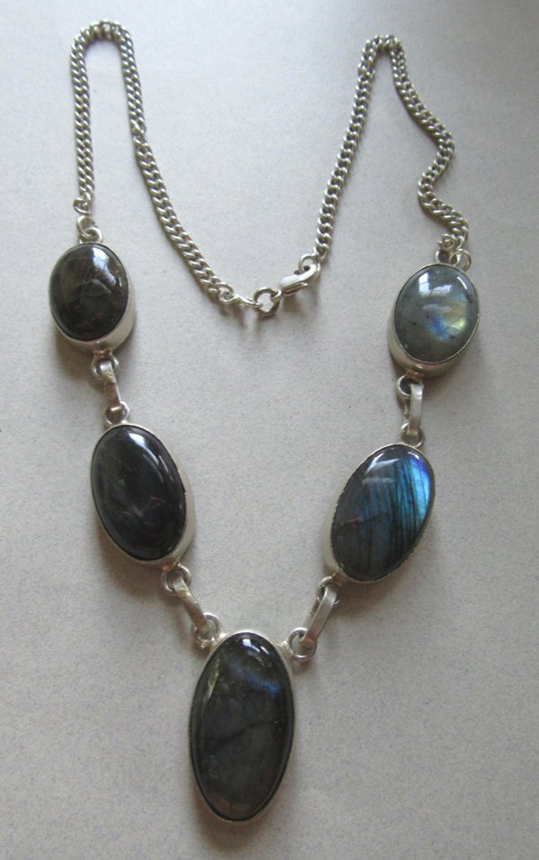 Genuine Labradorite Stone Necklace Iriidescent Gemstone