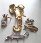 Vintage Pin Lot Sandor Fish Lizard Newer LARGE Rhinestone Articulated Elephant Pin Figural 