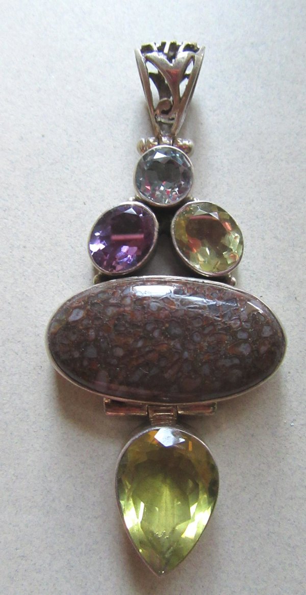 Multi Gemstone Pendant Genuine Stone and Quartz?