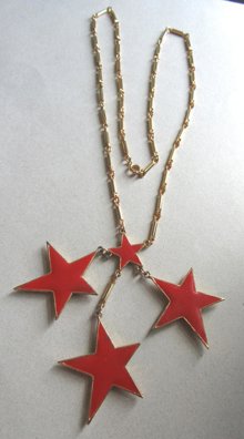 1980's Red Stars Necklace Astrology Vintage Jewelry
