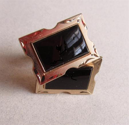 Vintage Black Onyx Gold Tone Cufflinks Cuff Links Men's Jewelry Shirt Accessories