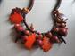 1980's Wood Fall Leaves Charms Necklace 