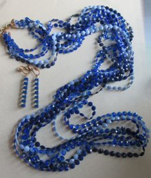 1960's Blue Necklace Hong Kong Lucite Earrings Vintage Jewelry