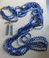 Mod 1960's Long Blue Multi Strand Necklace Hong Kong With Lucite Earrings Vintage Jewelry
