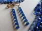 Mod 1960's Long Blue Multi Strand Necklace Hong Kong With Lucite Earrings Vintage Jewelry